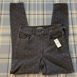 Express High Rise Ankle Stretch Jean legging Diamond encrusted